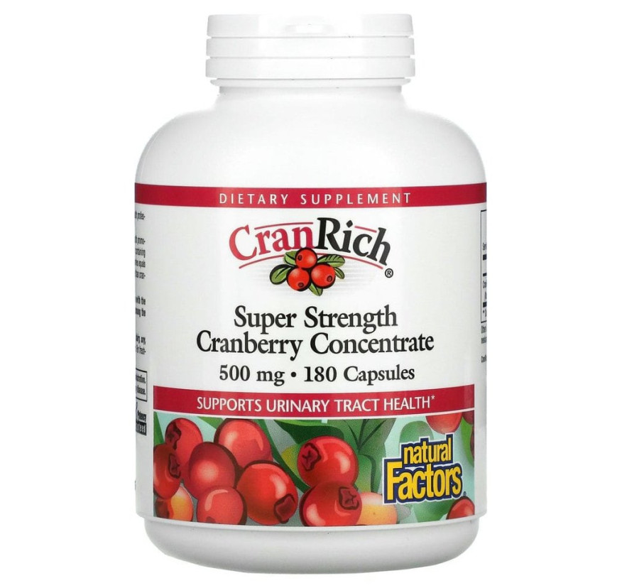 Natural Factors, CranRich, суперсила, концентрат клюквы, 500 мг, 180 капсул
