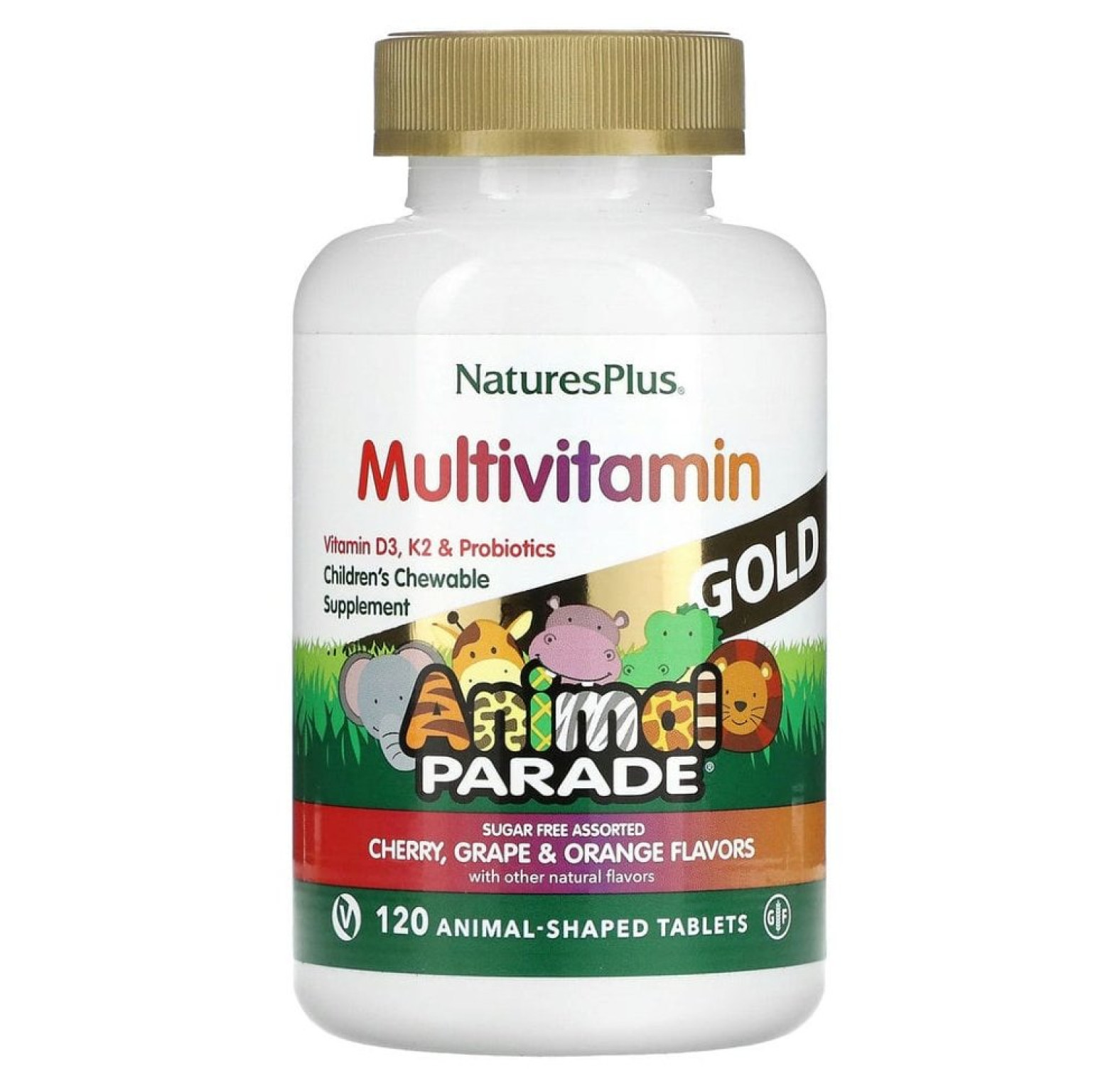 NaturesPlus, Source of Life, Animal Parade Gold, жевательные мультивитамины с микроэлементами для детей, ассорти, 120 таблеток в форме животных