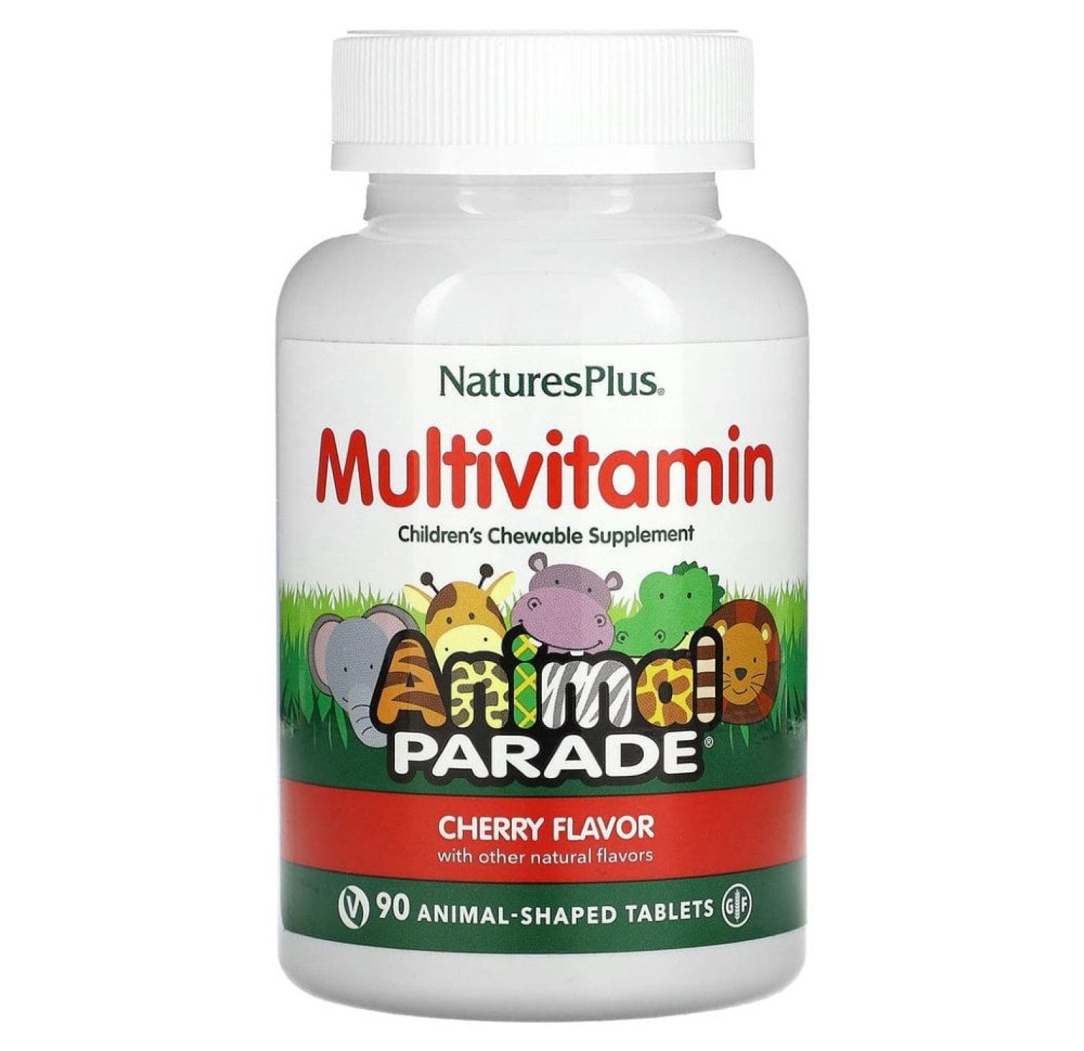 NaturesPlus, Source of Life, Animal Parade Gold, жевательные мультивитамины с микроэлементами для детей, со вкусом вишни, 90 таблеток в форме животных