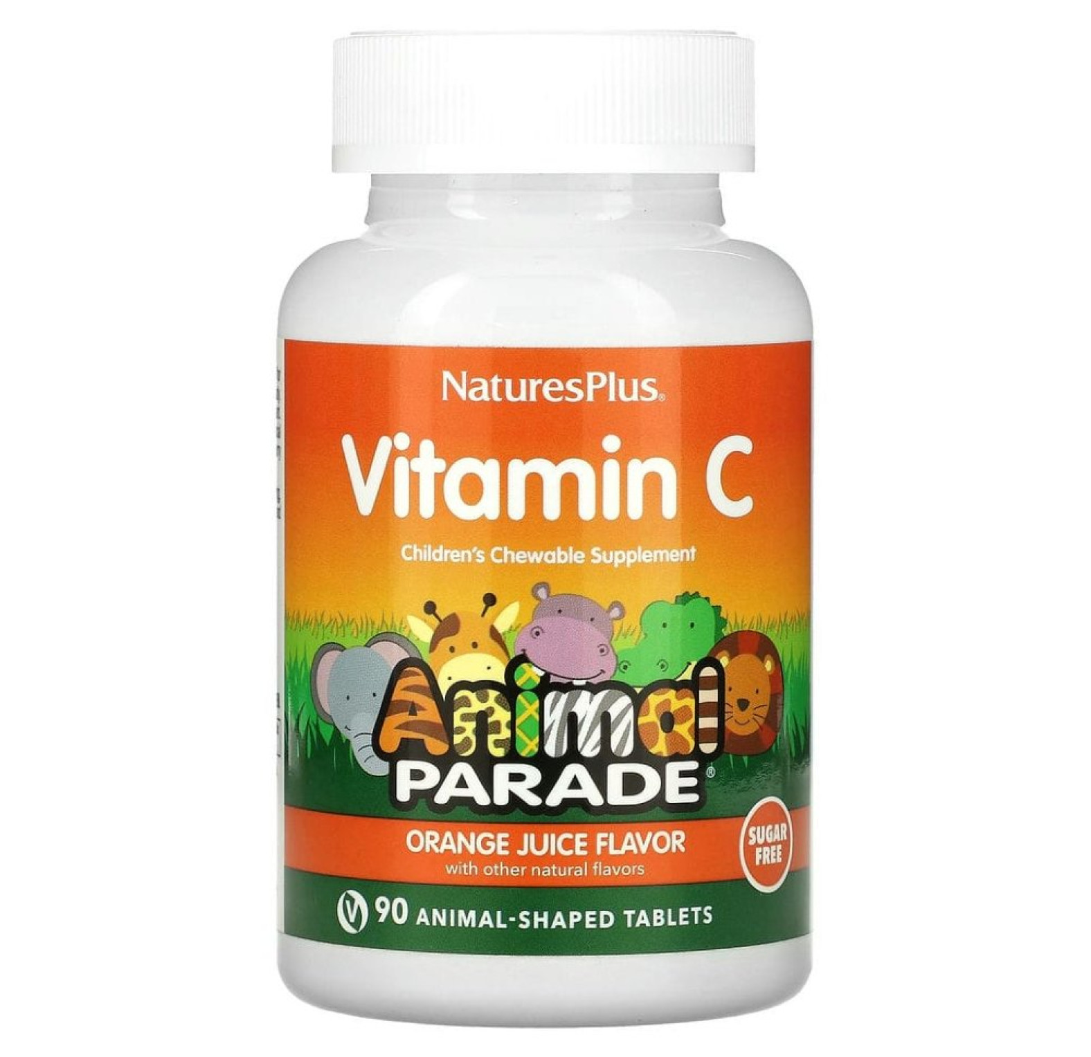 NaturesPlus, Source of Life, Animal Parade, витамин C, вкус натурального апельсинового сока, 90 таблеток в форме животных