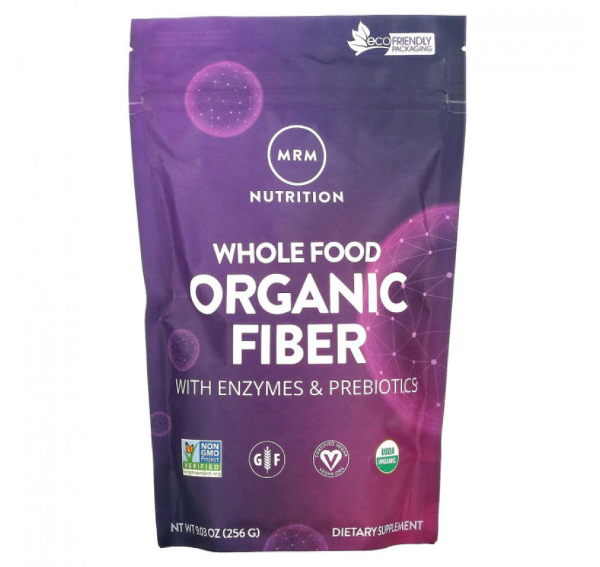 MRM Nutrition, цельнопищевая органическая клетчатка, с ферментами и пребиотиками, 256 г (9,3 унции)