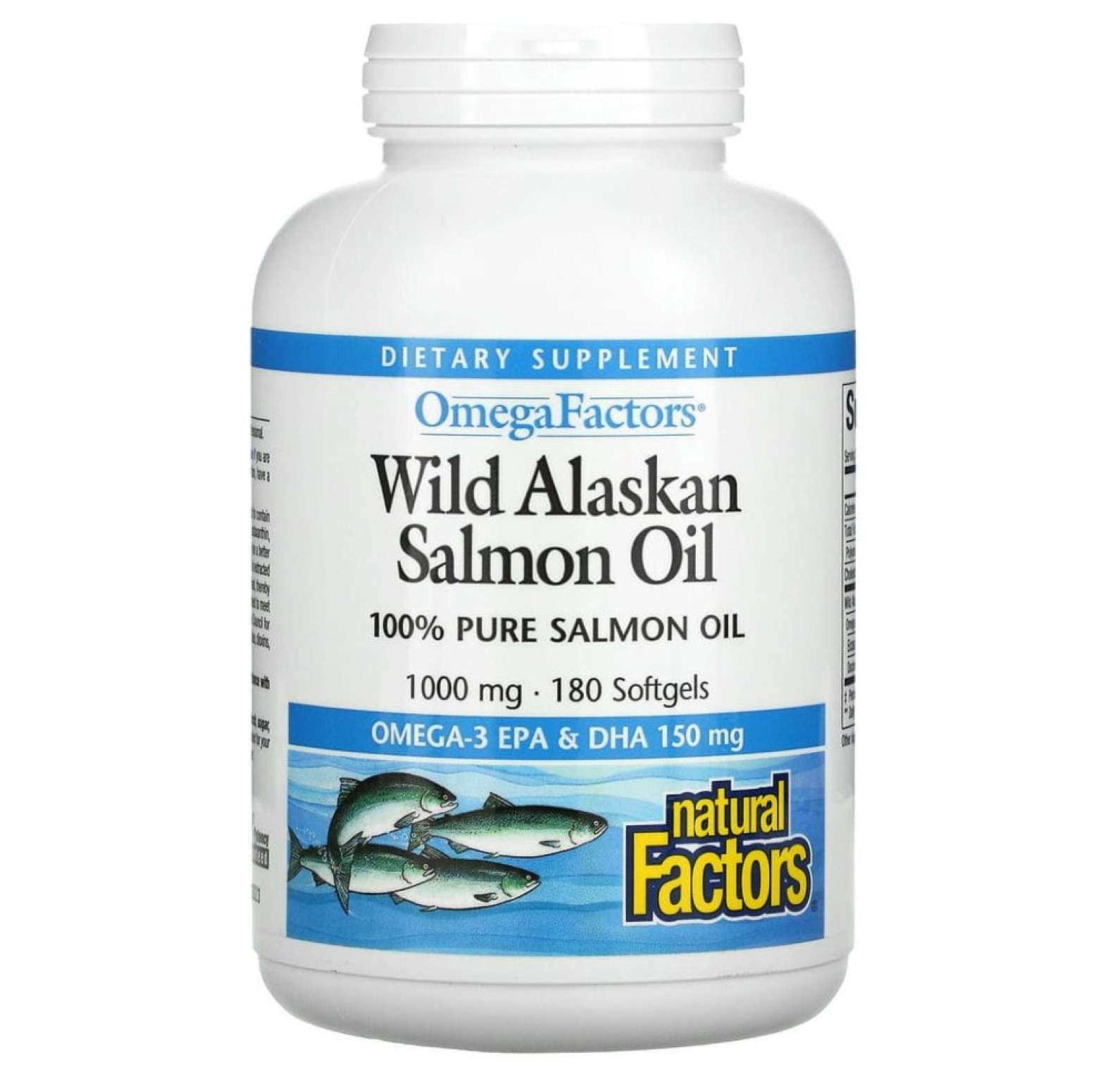 Natural Factors, Omega Factors, жир дикого аляскинского лосося, 1000 мг, 180 капсул