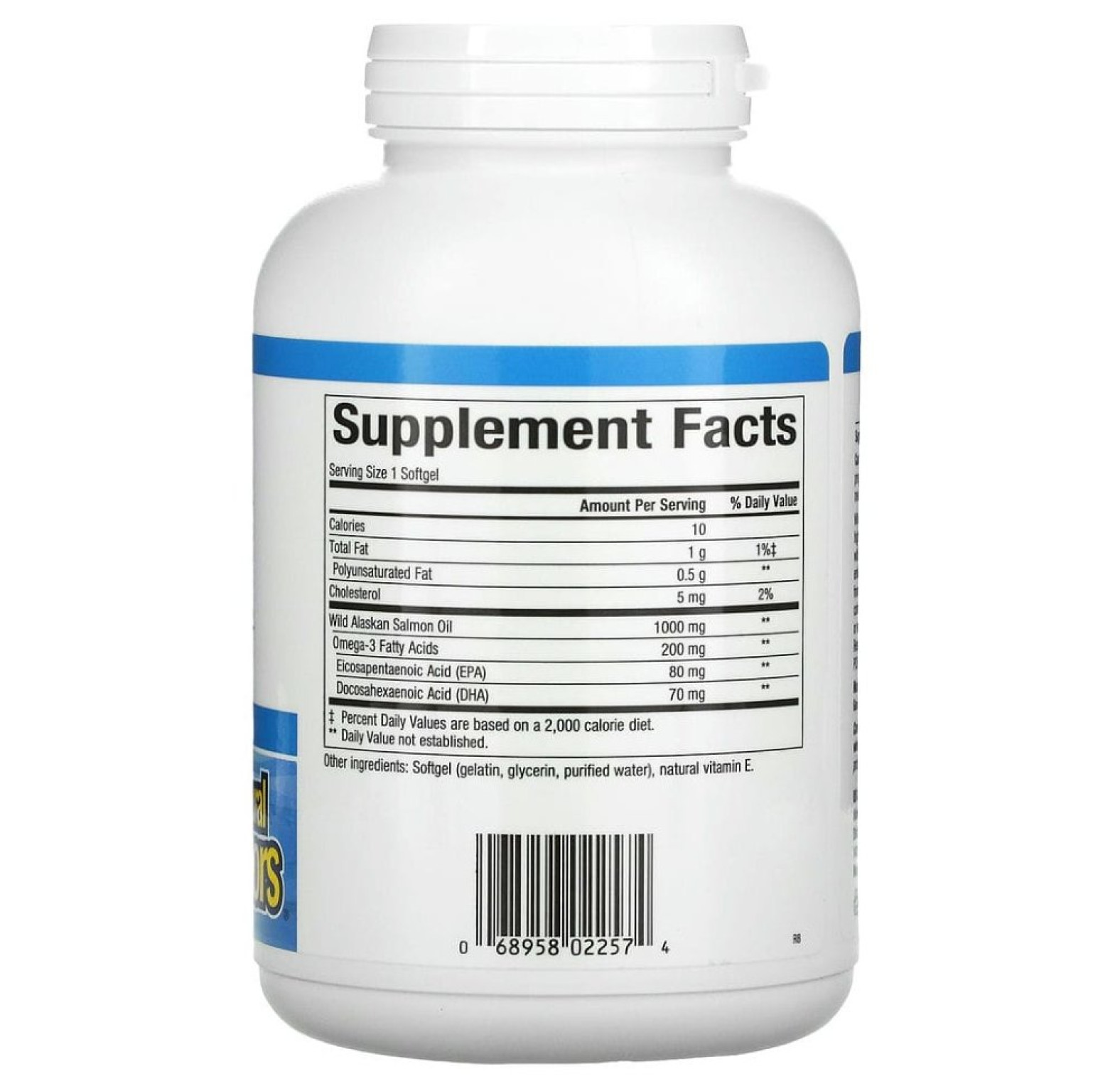 Natural Factors, Omega Factors, жир дикого аляскинского лосося, 1000 мг, 180 капсул