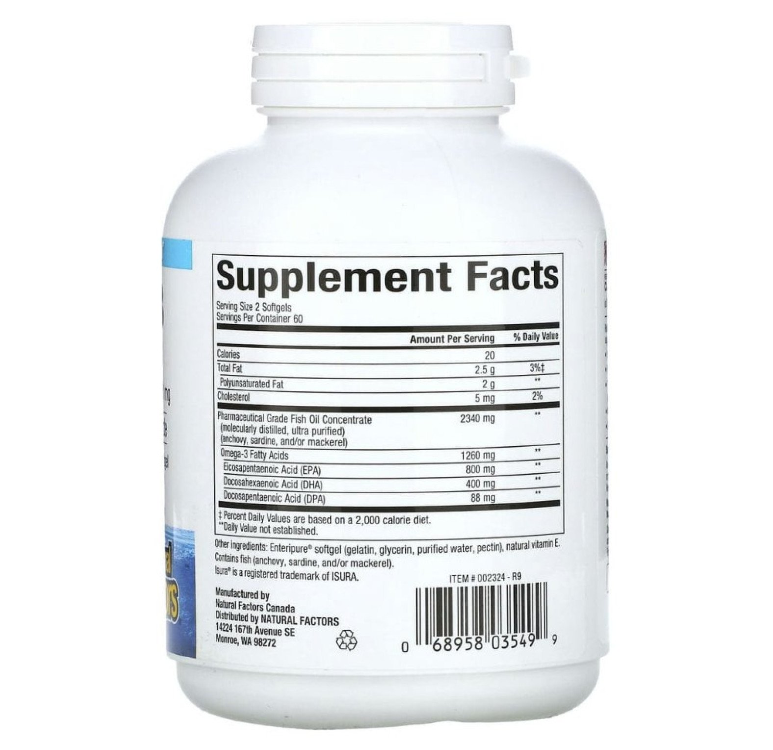 Natural Factors, Rx Omega-3, 120 мягких таблеток Enteripure