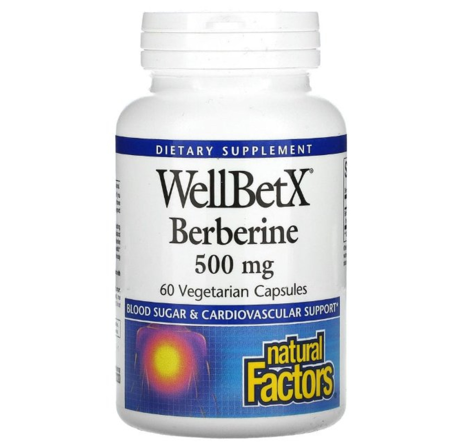 Natural Factors, WellBetX, берберин, 500 мг, 60 вегетарианских капсул