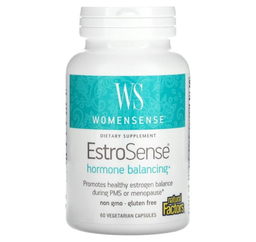 Natural Factors, WomenSense, EstroSense, гормональный баланс, 60 вегетарианских капсул