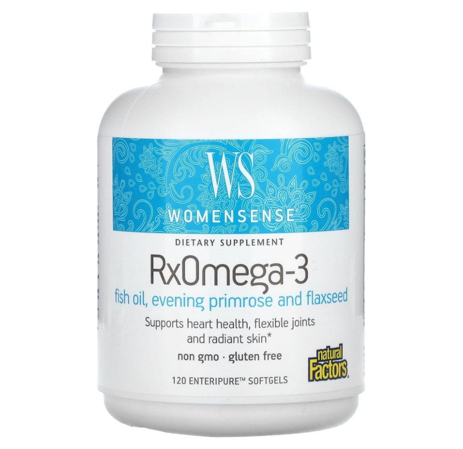 Natural Factors, WomenSense, RxOmega-3, 120 мягких таблеток Enteripure