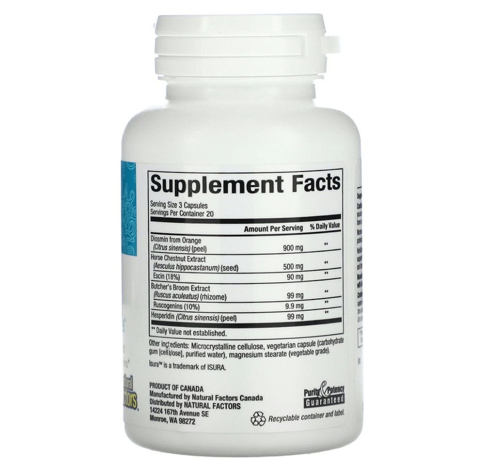 Natural Factors, WomenSense, VeinSense, 60 вегетарианских капсул