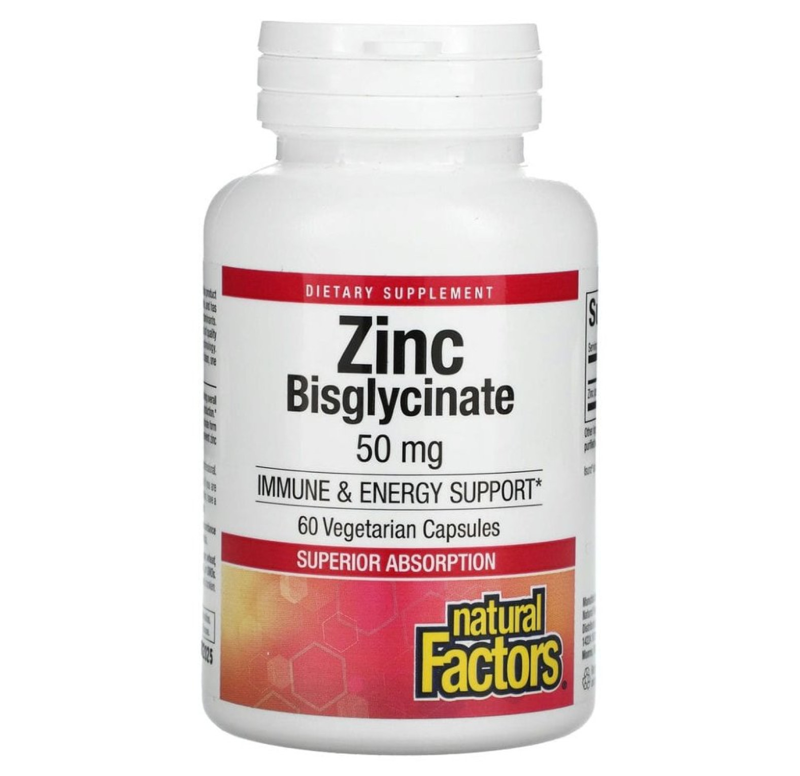 Natural Factors, Бисглицинат цинка, 50 мг, 60 вегетарианских капсул