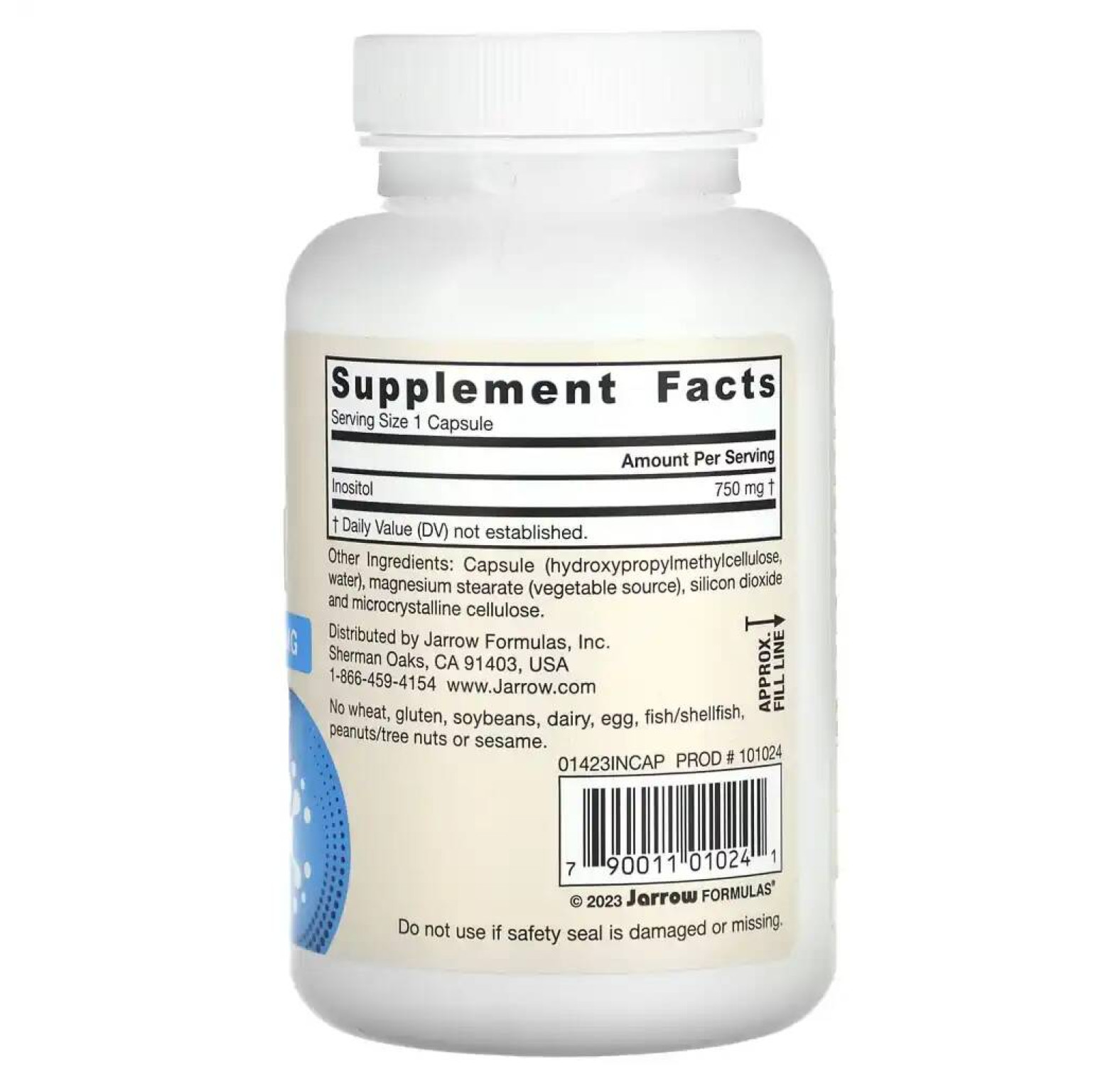 Jarrow Formulas, инозитол, 750 мг, 100 вегетарианских капсул