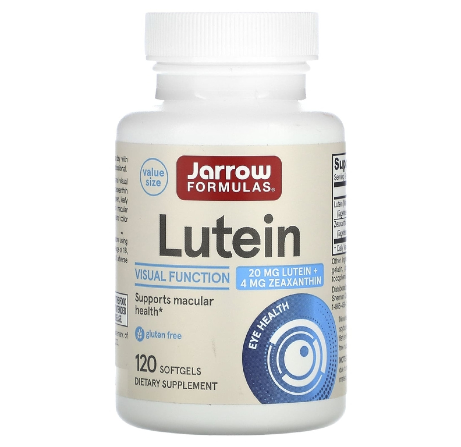 Jarrow Formulas, лютеин, 20 мг, 120 капсул