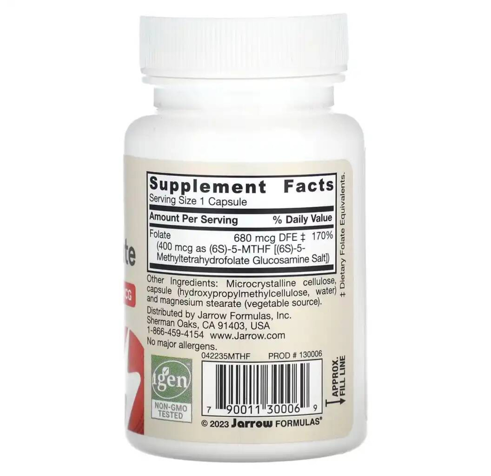 Jarrow Formulas, Метилфолат, 400 мкг, 60 растительных капсул