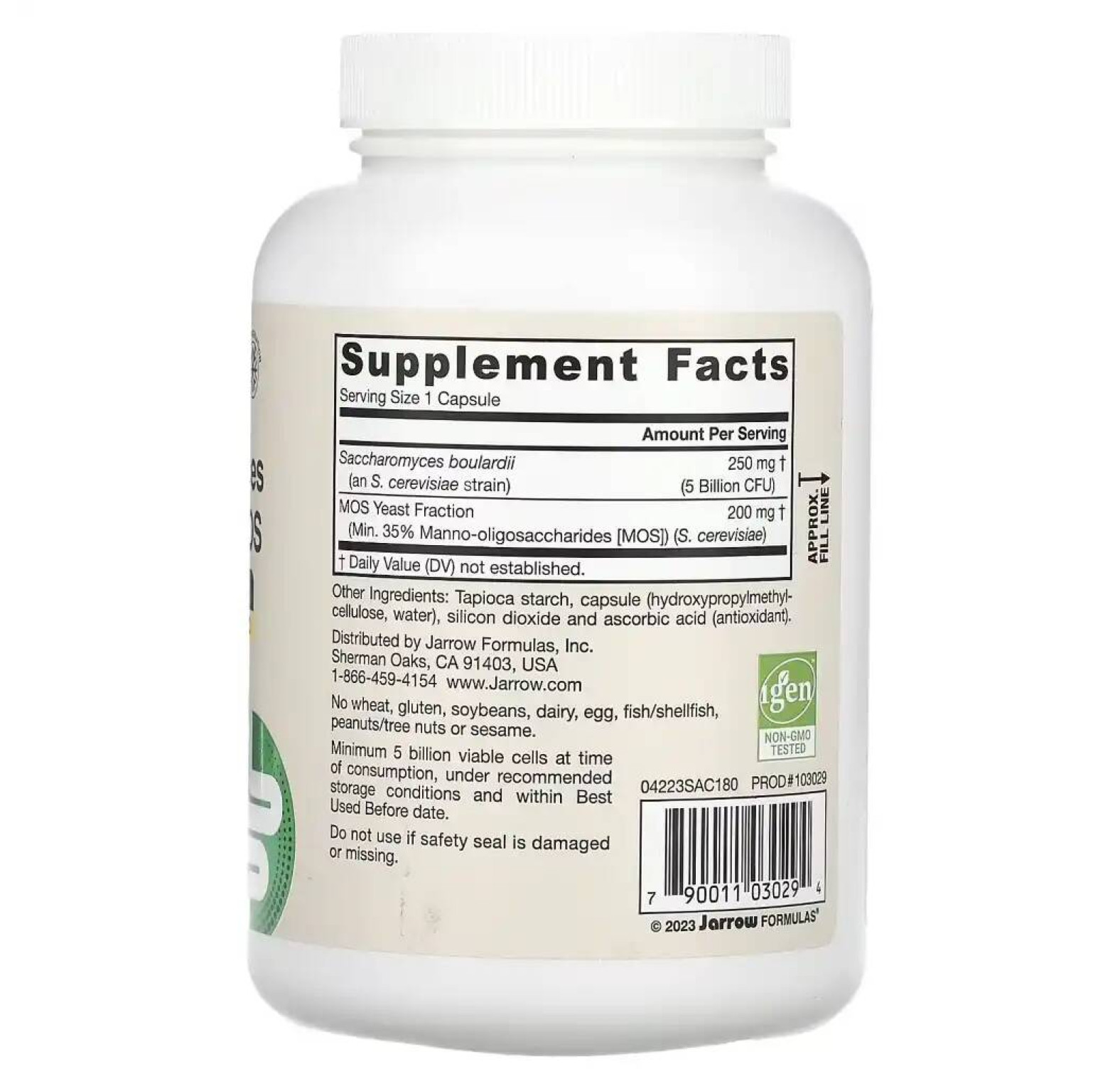 Jarrow Formulas, сахаромицеты Буларди и МОС, 5 млрд, 180 вегетерианских капсул с отсроченным высвобождением