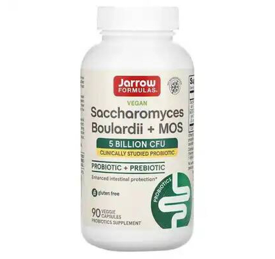 Jarrow Formulas, сахаромицеты Буларди плюс МОС, 5 млрд, 90 вегетарианских капсул с отсроченным высвобождением
