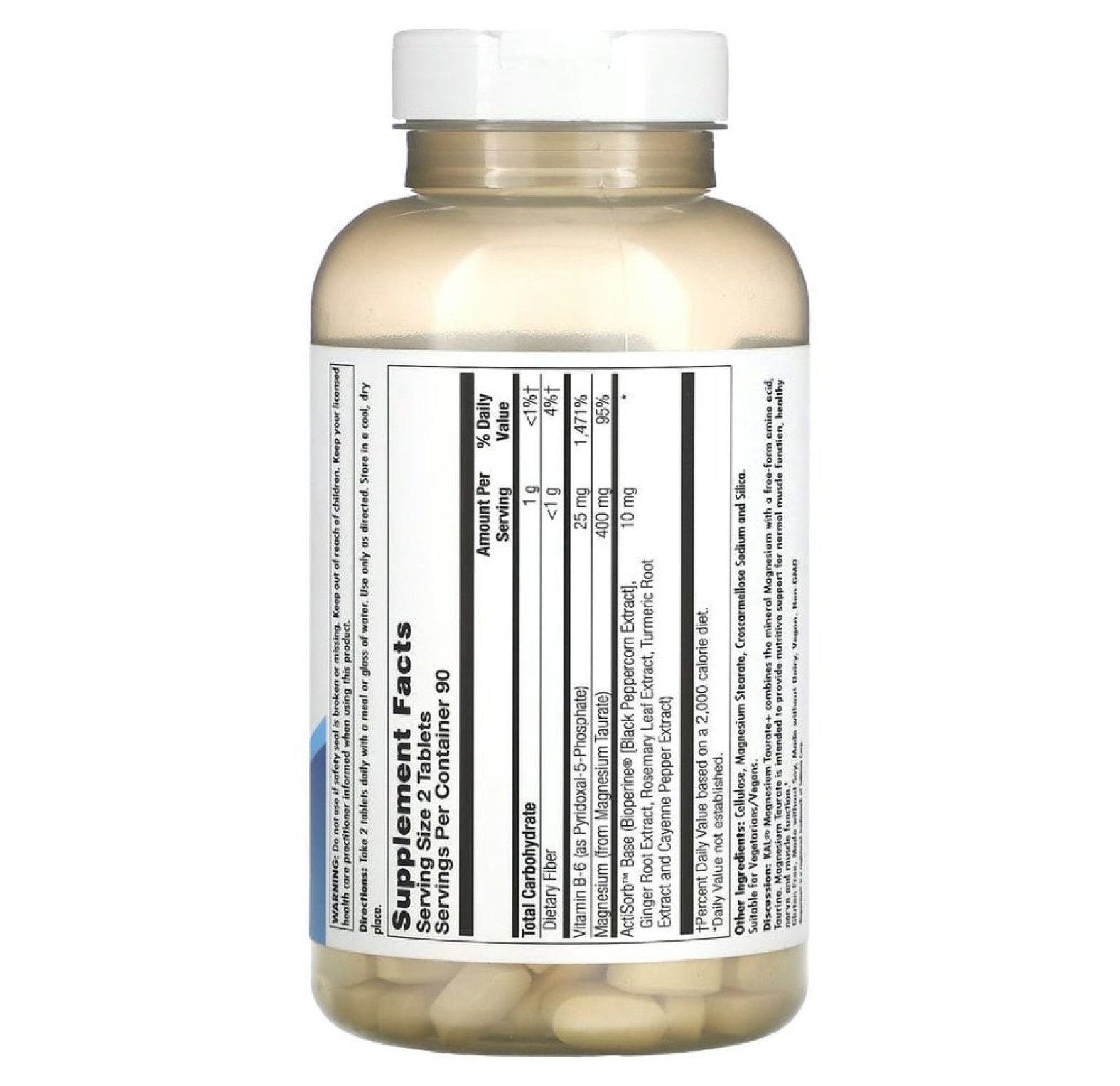 KAL, таурат магния+, 200 мг, 180 таблеток