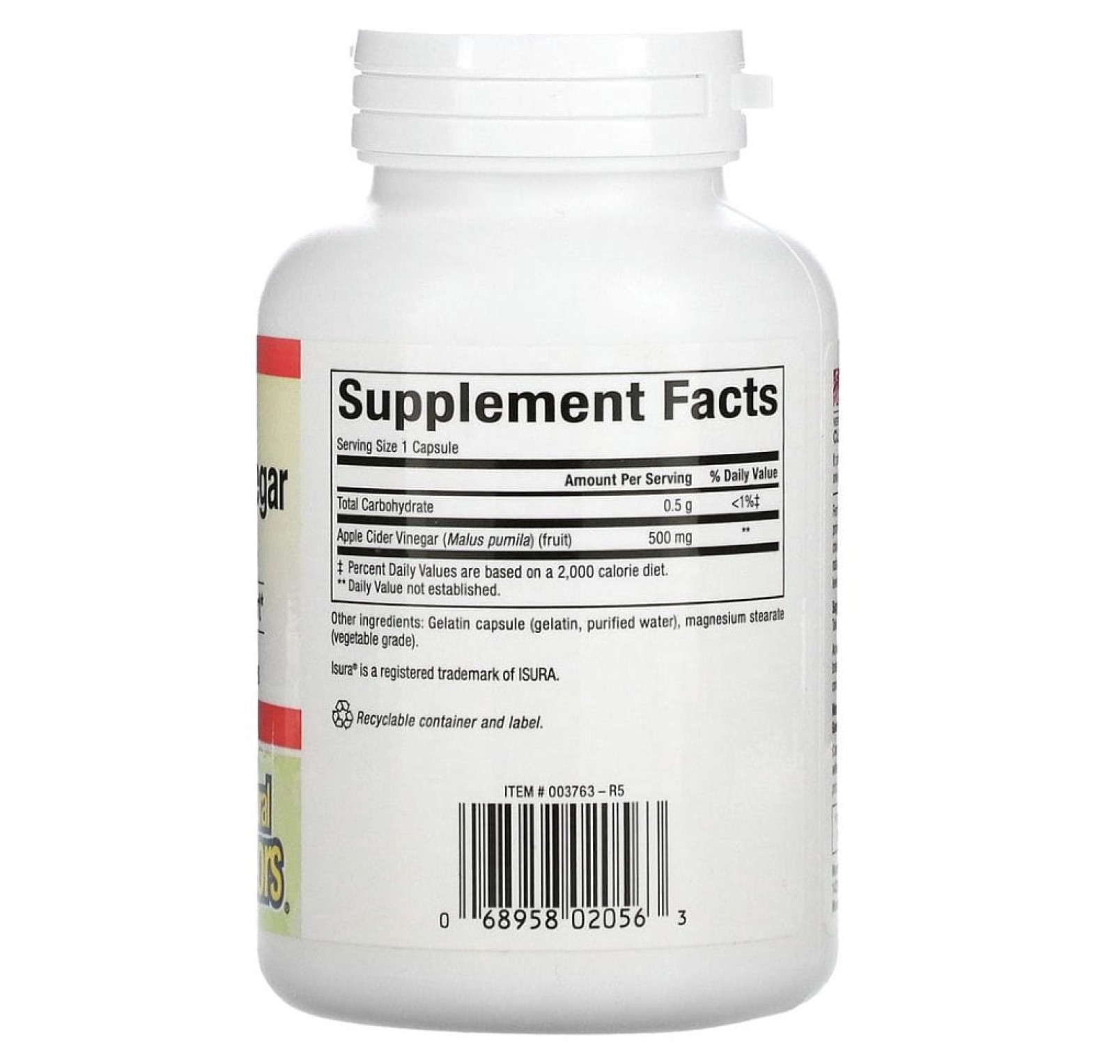 Natural Factors, ферментированный яблочный уксус, 500 мг, 180 капсул