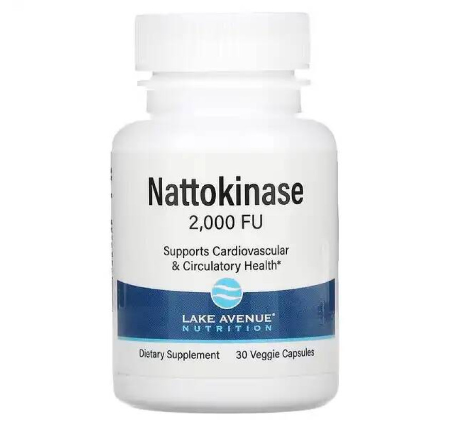 Lake Avenue Nutrition, Наттокиназа, протеолитический фермент, 2000 FU, 30 растительных капсул