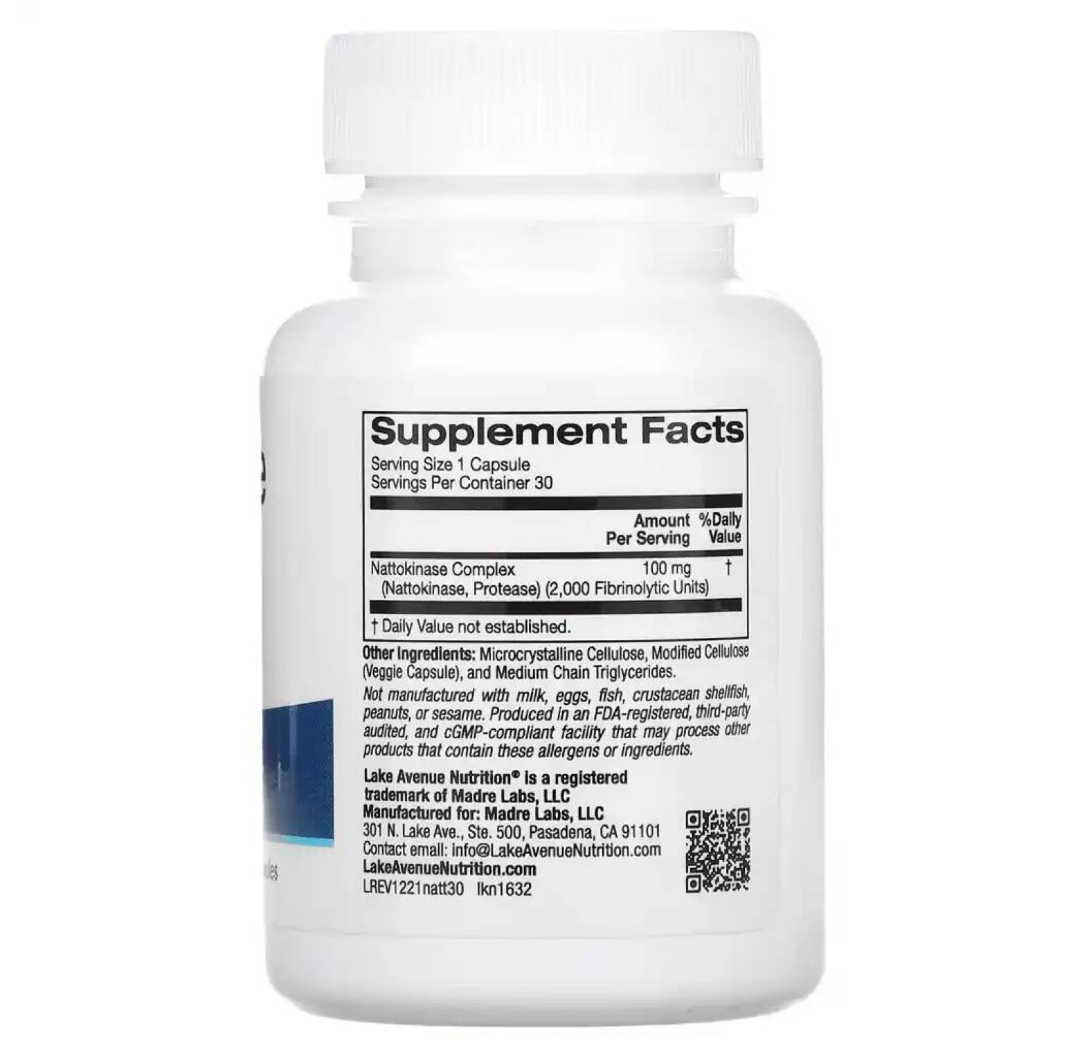 Lake Avenue Nutrition, Наттокиназа, протеолитический фермент, 2000 FU, 30 растительных капсул
